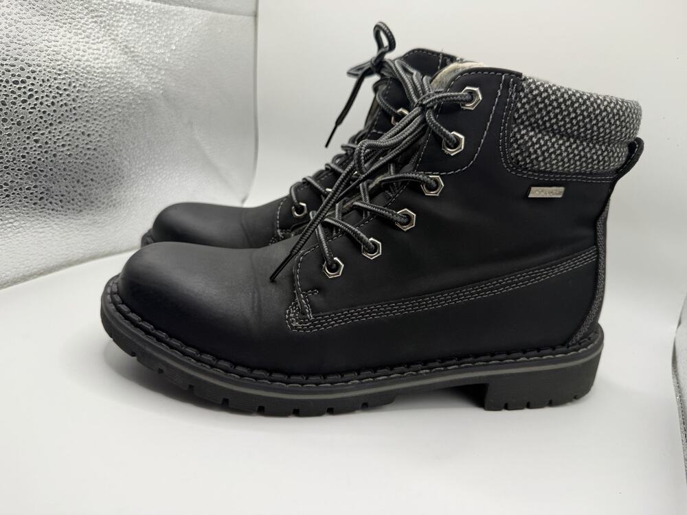 KKYC Women's Hiking Boots Black Faux Leather with Size 10 Water Proof Non-slip
